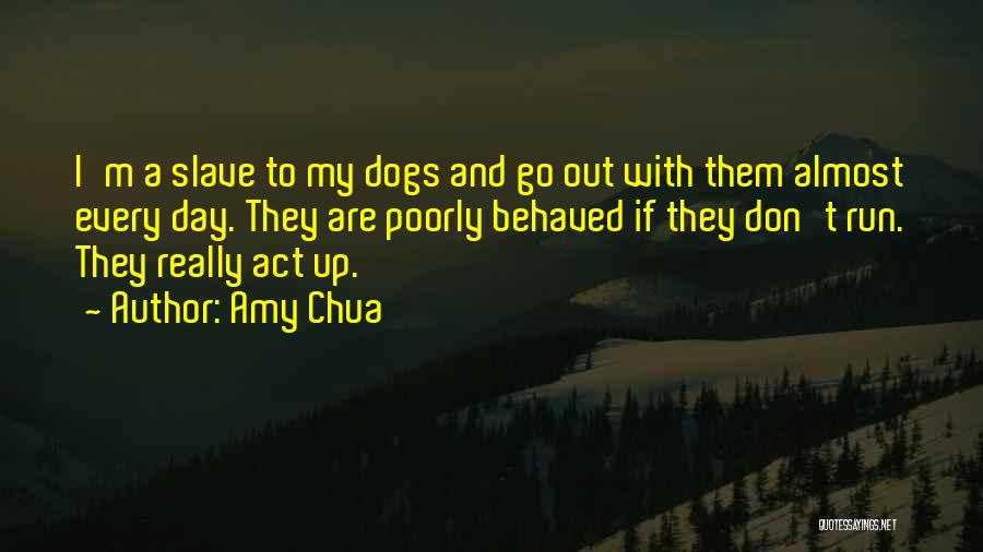 Amy Chua Quotes: I'm A Slave To My Dogs And Go Out With Them Almost Every Day. They Are Poorly Behaved If They