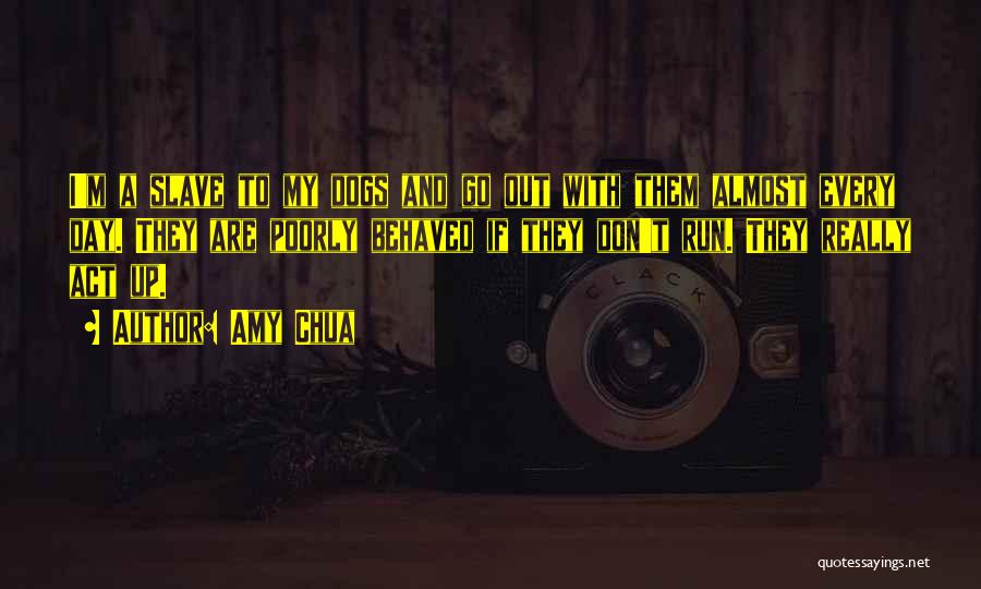 Amy Chua Quotes: I'm A Slave To My Dogs And Go Out With Them Almost Every Day. They Are Poorly Behaved If They