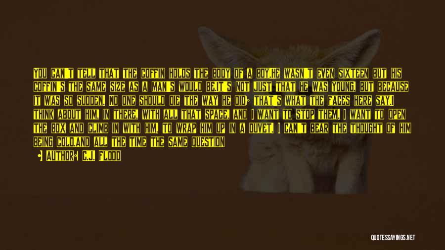 C.J. Flood Quotes: You Can't Tell That The Coffin Holds The Body Of A Boy.he Wasn't Even Sixteen But His Coffin's The Same