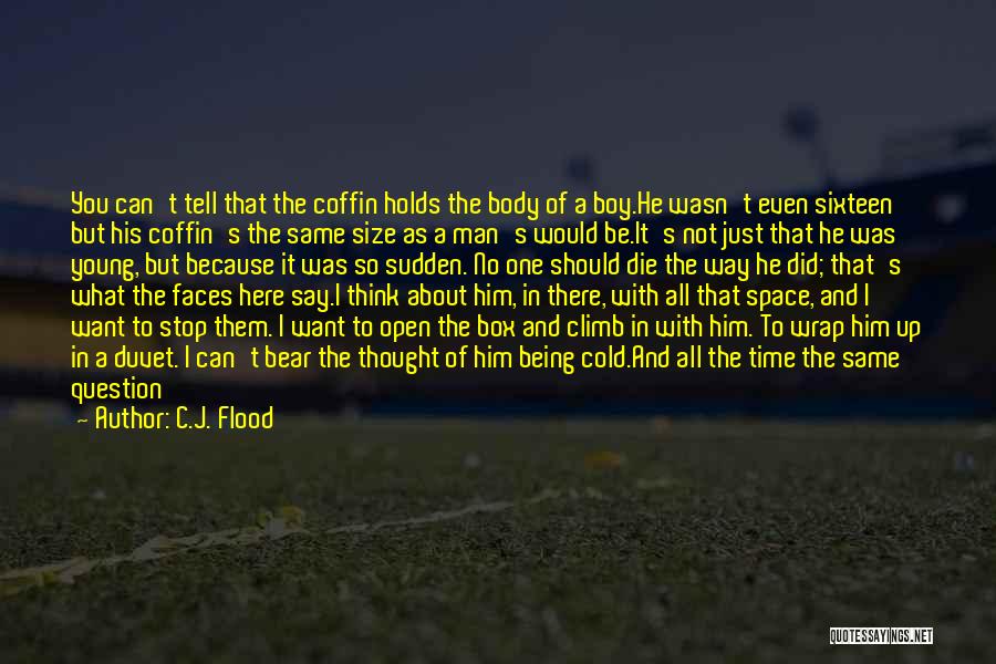 C.J. Flood Quotes: You Can't Tell That The Coffin Holds The Body Of A Boy.he Wasn't Even Sixteen But His Coffin's The Same