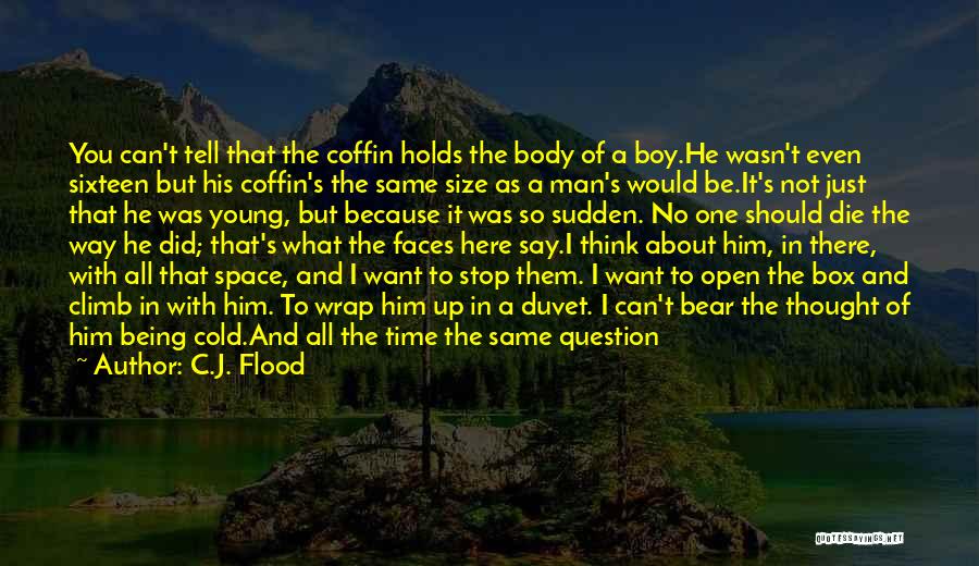 C.J. Flood Quotes: You Can't Tell That The Coffin Holds The Body Of A Boy.he Wasn't Even Sixteen But His Coffin's The Same