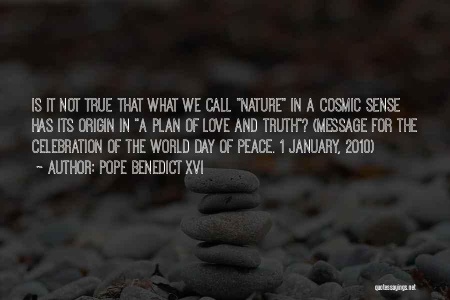 Pope Benedict XVI Quotes: Is It Not True That What We Call Nature In A Cosmic Sense Has Its Origin In A Plan Of
