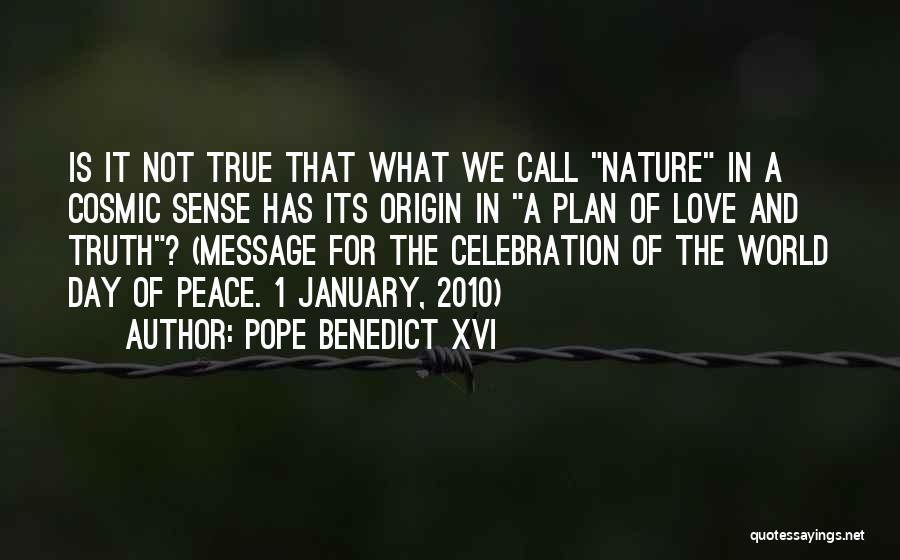 Pope Benedict XVI Quotes: Is It Not True That What We Call Nature In A Cosmic Sense Has Its Origin In A Plan Of