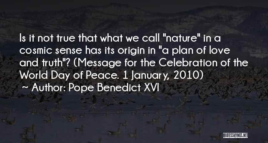 Pope Benedict XVI Quotes: Is It Not True That What We Call Nature In A Cosmic Sense Has Its Origin In A Plan Of