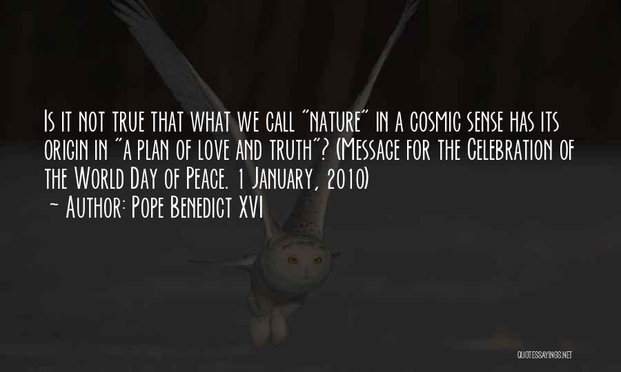 Pope Benedict XVI Quotes: Is It Not True That What We Call Nature In A Cosmic Sense Has Its Origin In A Plan Of