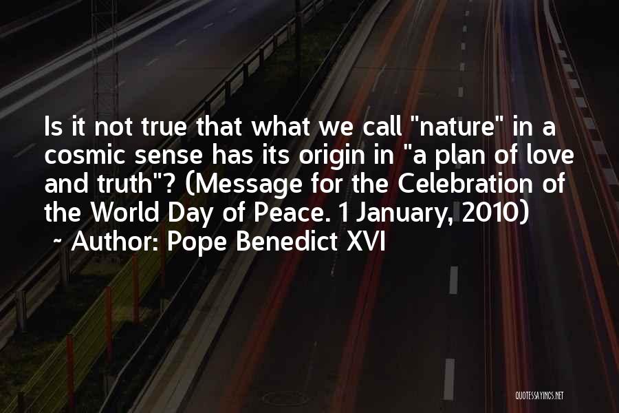 Pope Benedict XVI Quotes: Is It Not True That What We Call Nature In A Cosmic Sense Has Its Origin In A Plan Of