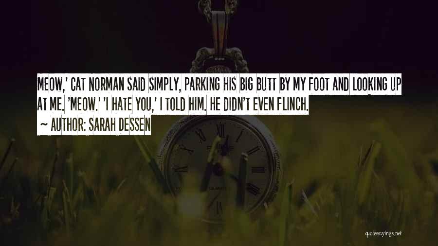 Sarah Dessen Quotes: Meow,' Cat Norman Said Simply, Parking His Big Butt By My Foot And Looking Up At Me. 'meow.' 'i Hate