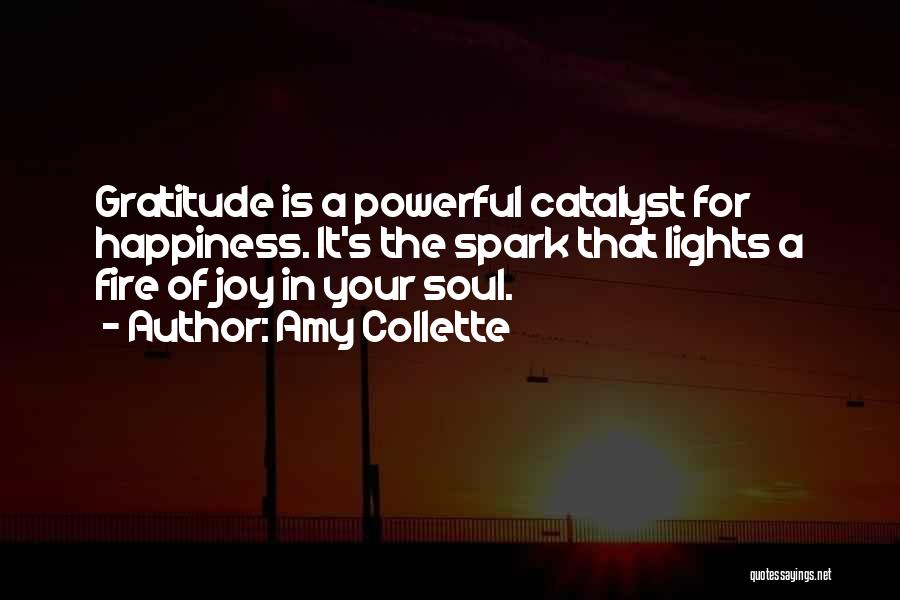 Amy Collette Quotes: Gratitude Is A Powerful Catalyst For Happiness. It's The Spark That Lights A Fire Of Joy In Your Soul.