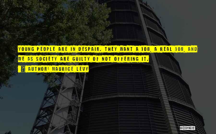 Maurice Levy Quotes: Young People Are In Despair. They Want A Job, A Real Job, And We As Society Are Guilty Of Not