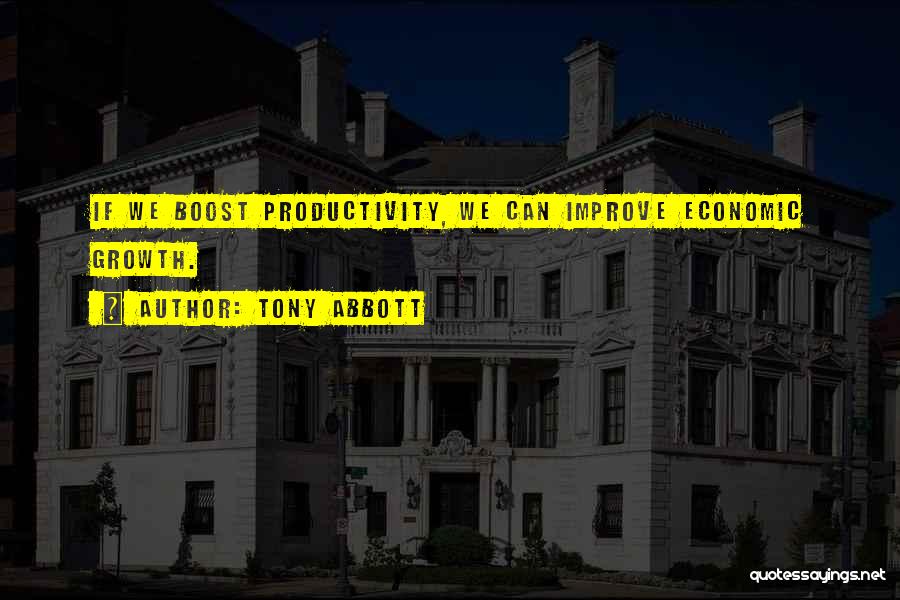 Tony Abbott Quotes: If We Boost Productivity, We Can Improve Economic Growth.