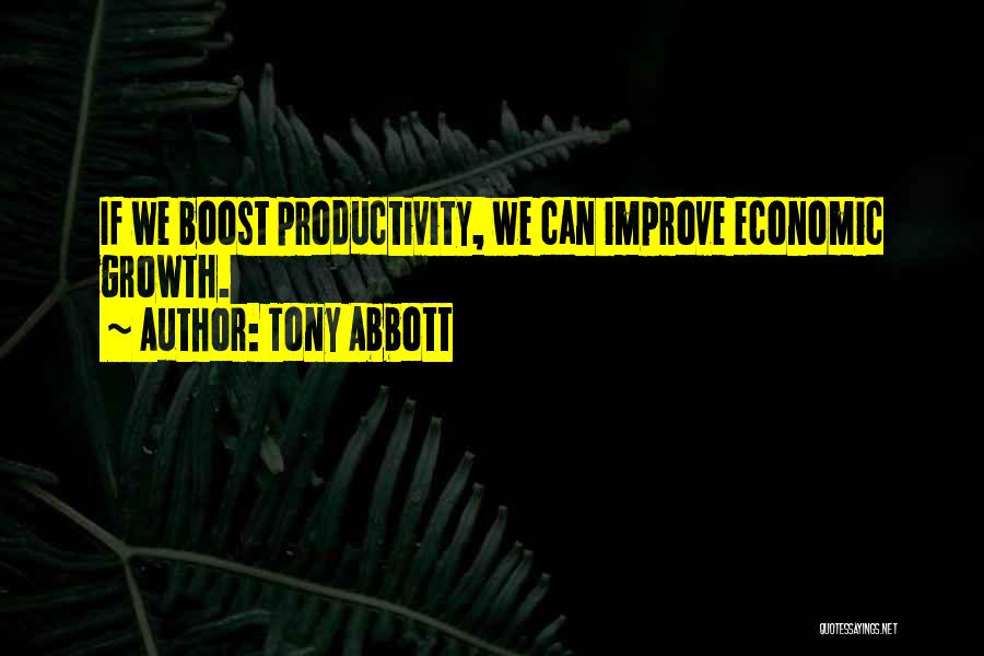 Tony Abbott Quotes: If We Boost Productivity, We Can Improve Economic Growth.