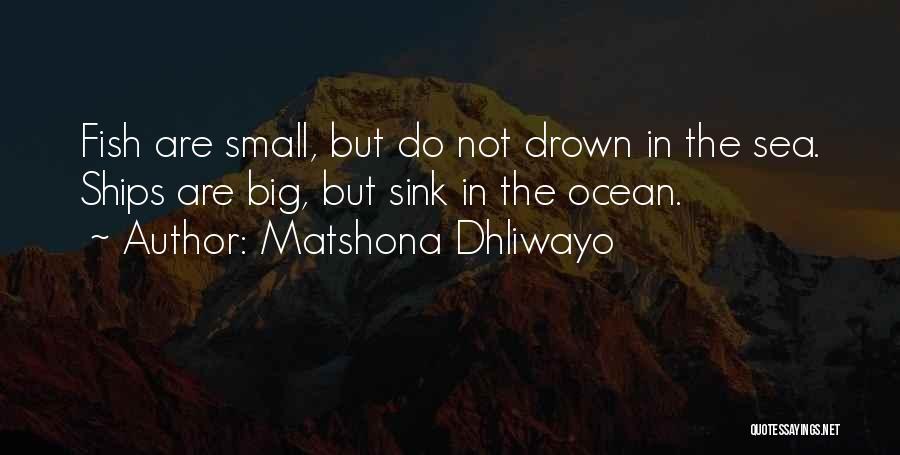 Matshona Dhliwayo Quotes: Fish Are Small, But Do Not Drown In The Sea. Ships Are Big, But Sink In The Ocean.