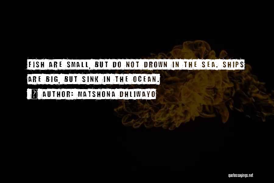 Matshona Dhliwayo Quotes: Fish Are Small, But Do Not Drown In The Sea. Ships Are Big, But Sink In The Ocean.