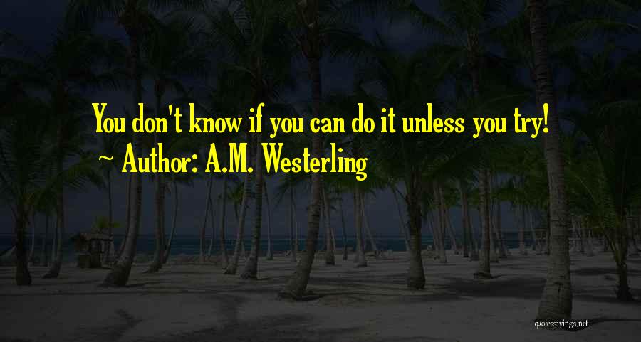 A.M. Westerling Quotes: You Don't Know If You Can Do It Unless You Try!