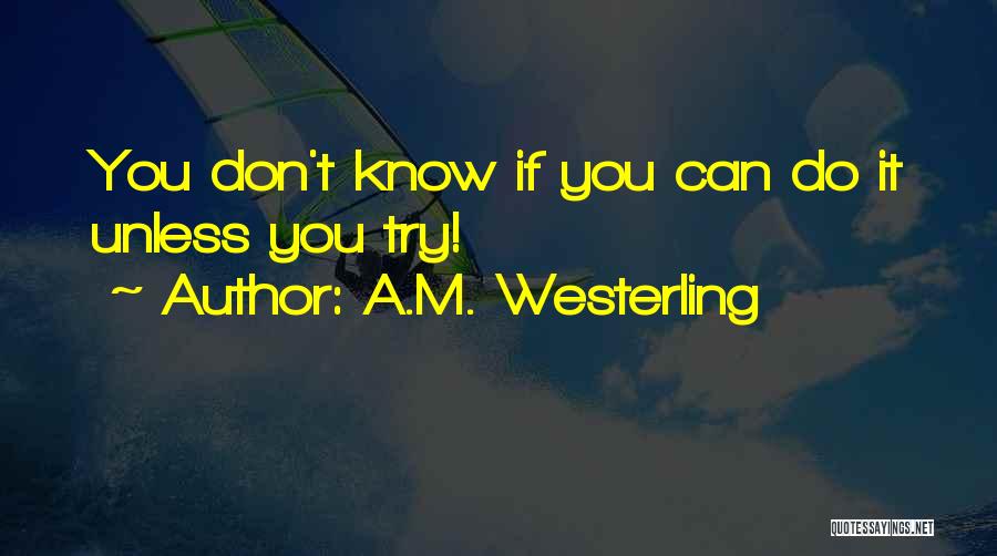 A.M. Westerling Quotes: You Don't Know If You Can Do It Unless You Try!