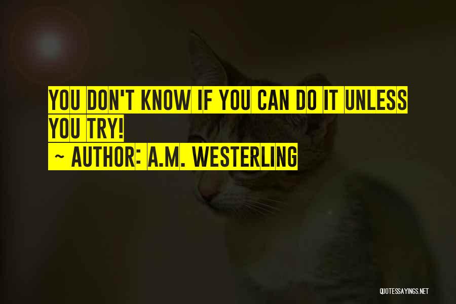 A.M. Westerling Quotes: You Don't Know If You Can Do It Unless You Try!