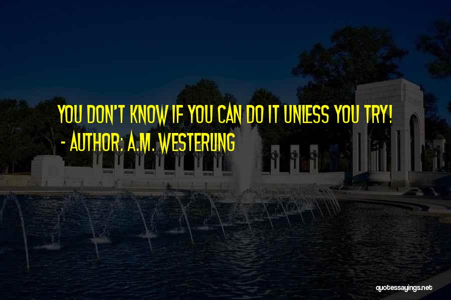 A.M. Westerling Quotes: You Don't Know If You Can Do It Unless You Try!