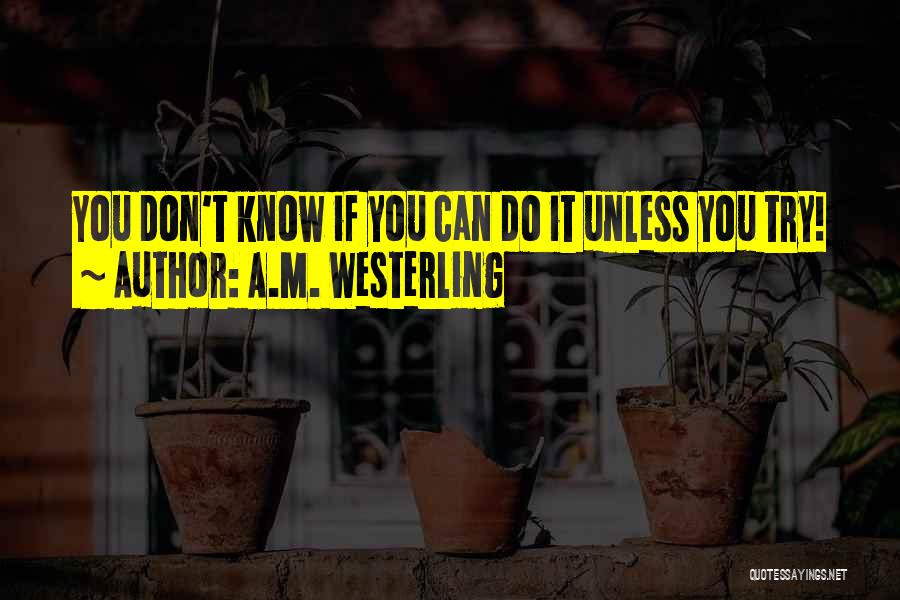 A.M. Westerling Quotes: You Don't Know If You Can Do It Unless You Try!