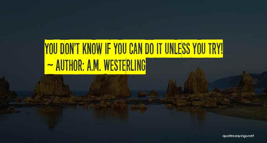A.M. Westerling Quotes: You Don't Know If You Can Do It Unless You Try!