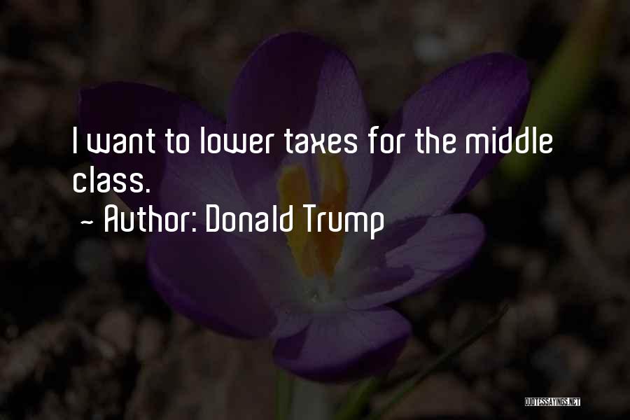 Donald Trump Quotes: I Want To Lower Taxes For The Middle Class.