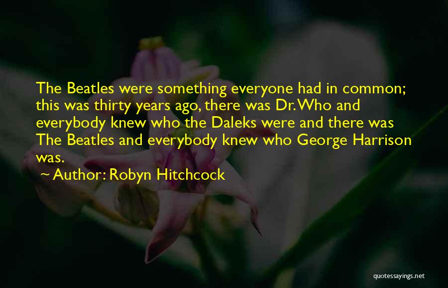 Robyn Hitchcock Quotes: The Beatles Were Something Everyone Had In Common; This Was Thirty Years Ago, There Was Dr. Who And Everybody Knew