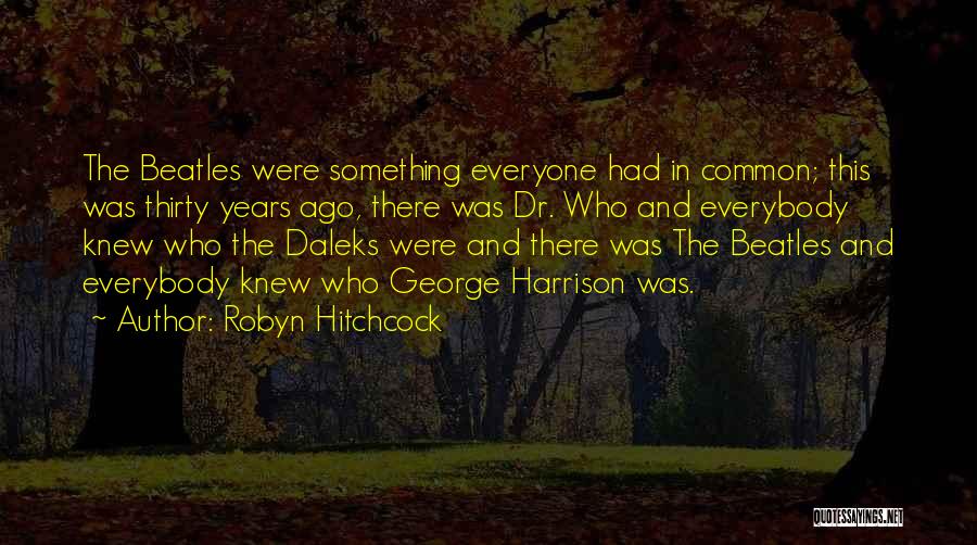 Robyn Hitchcock Quotes: The Beatles Were Something Everyone Had In Common; This Was Thirty Years Ago, There Was Dr. Who And Everybody Knew