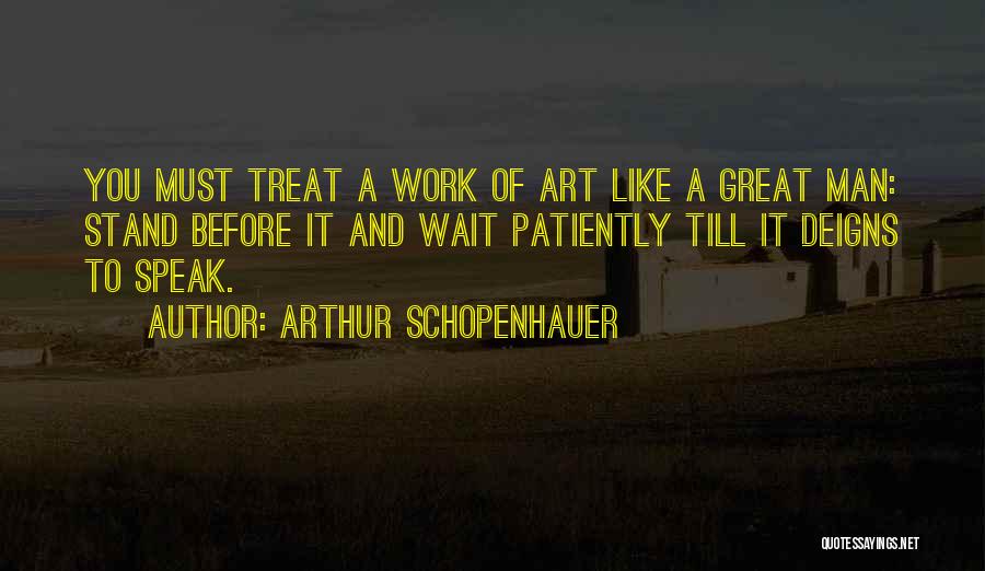 Arthur Schopenhauer Quotes: You Must Treat A Work Of Art Like A Great Man: Stand Before It And Wait Patiently Till It Deigns