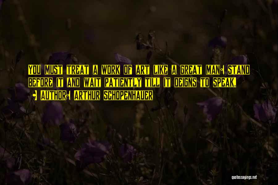 Arthur Schopenhauer Quotes: You Must Treat A Work Of Art Like A Great Man: Stand Before It And Wait Patiently Till It Deigns