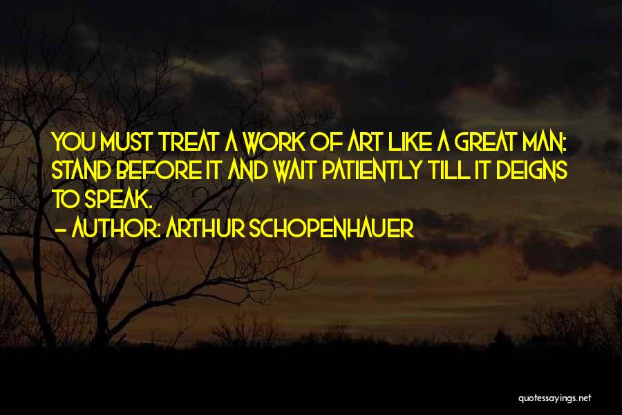 Arthur Schopenhauer Quotes: You Must Treat A Work Of Art Like A Great Man: Stand Before It And Wait Patiently Till It Deigns