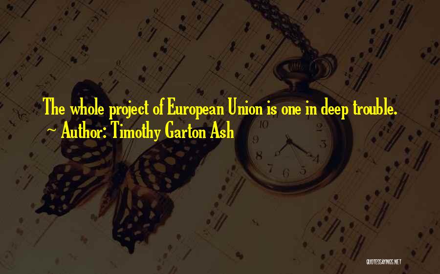 Timothy Garton Ash Quotes: The Whole Project Of European Union Is One In Deep Trouble.