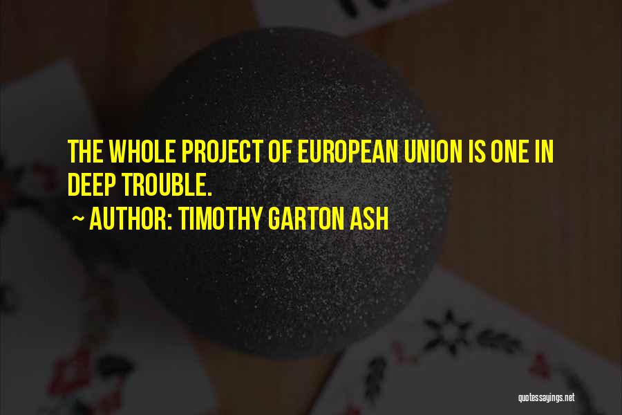 Timothy Garton Ash Quotes: The Whole Project Of European Union Is One In Deep Trouble.