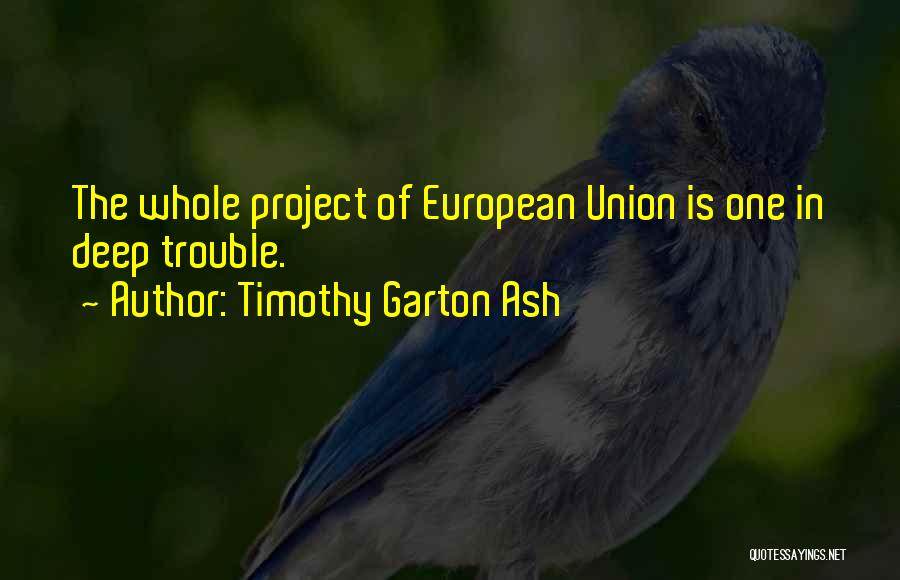 Timothy Garton Ash Quotes: The Whole Project Of European Union Is One In Deep Trouble.