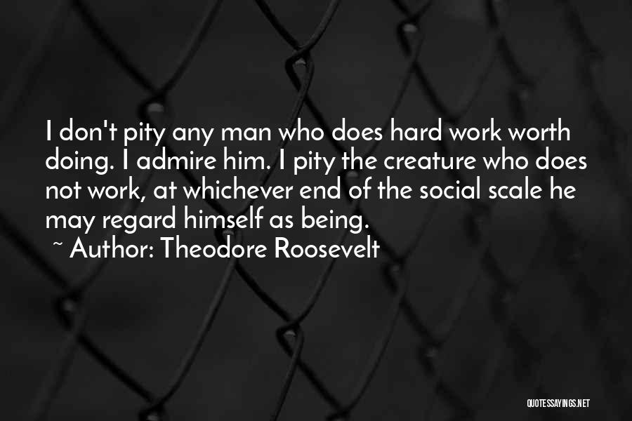 Theodore Roosevelt Quotes: I Don't Pity Any Man Who Does Hard Work Worth Doing. I Admire Him. I Pity The Creature Who Does