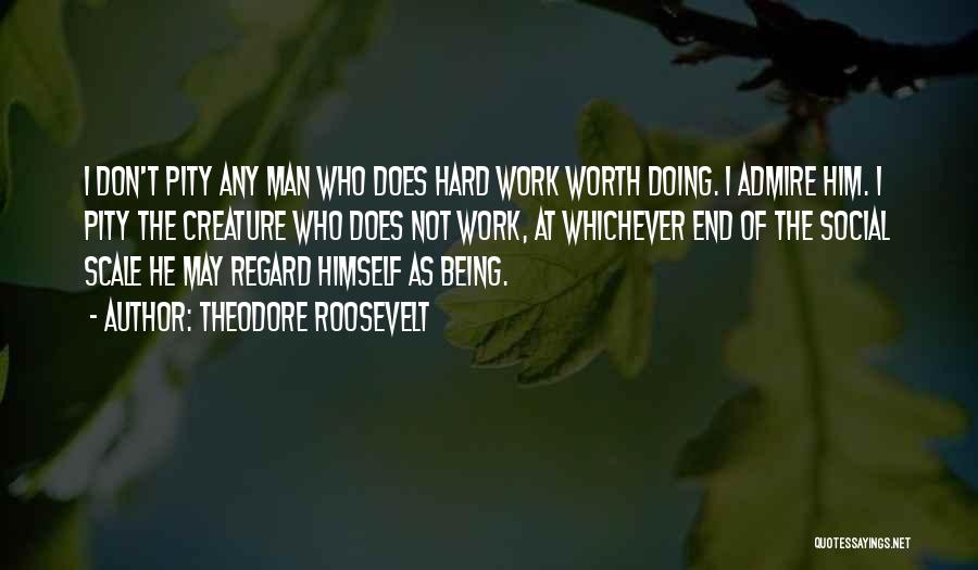 Theodore Roosevelt Quotes: I Don't Pity Any Man Who Does Hard Work Worth Doing. I Admire Him. I Pity The Creature Who Does