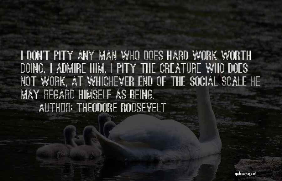 Theodore Roosevelt Quotes: I Don't Pity Any Man Who Does Hard Work Worth Doing. I Admire Him. I Pity The Creature Who Does