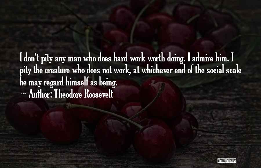 Theodore Roosevelt Quotes: I Don't Pity Any Man Who Does Hard Work Worth Doing. I Admire Him. I Pity The Creature Who Does