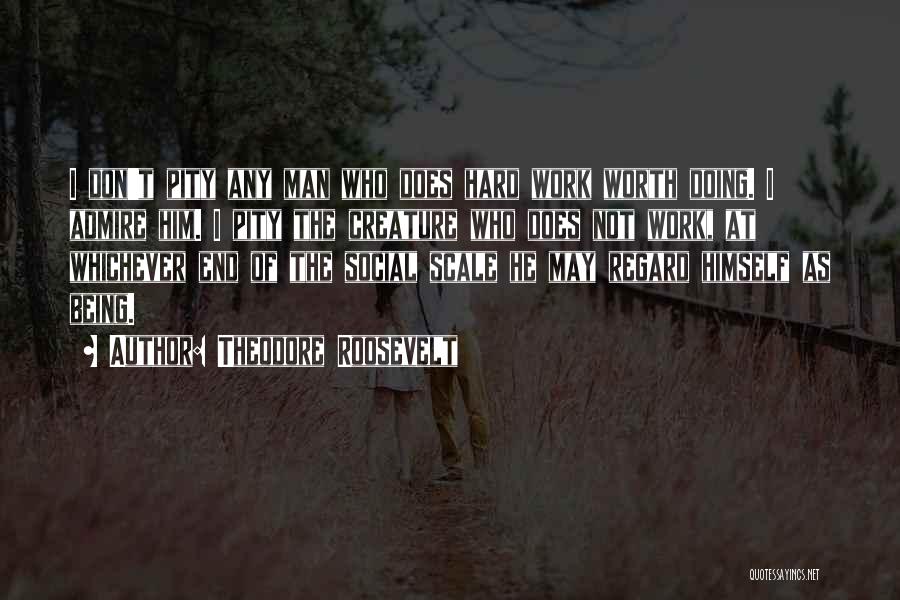 Theodore Roosevelt Quotes: I Don't Pity Any Man Who Does Hard Work Worth Doing. I Admire Him. I Pity The Creature Who Does