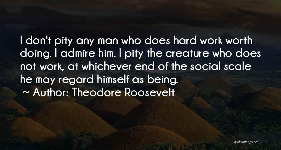 Theodore Roosevelt Quotes: I Don't Pity Any Man Who Does Hard Work Worth Doing. I Admire Him. I Pity The Creature Who Does