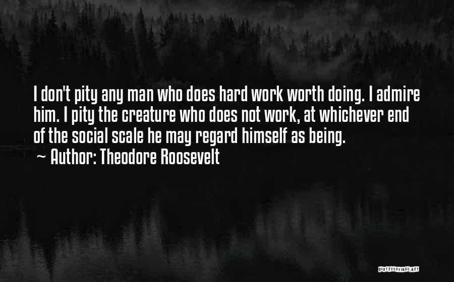 Theodore Roosevelt Quotes: I Don't Pity Any Man Who Does Hard Work Worth Doing. I Admire Him. I Pity The Creature Who Does