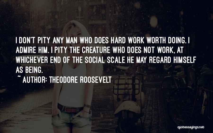 Theodore Roosevelt Quotes: I Don't Pity Any Man Who Does Hard Work Worth Doing. I Admire Him. I Pity The Creature Who Does