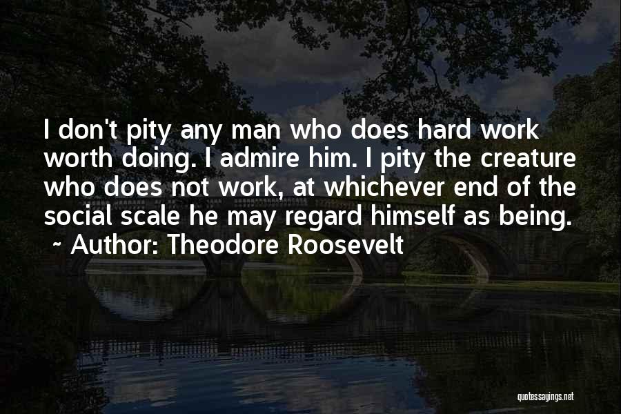 Theodore Roosevelt Quotes: I Don't Pity Any Man Who Does Hard Work Worth Doing. I Admire Him. I Pity The Creature Who Does