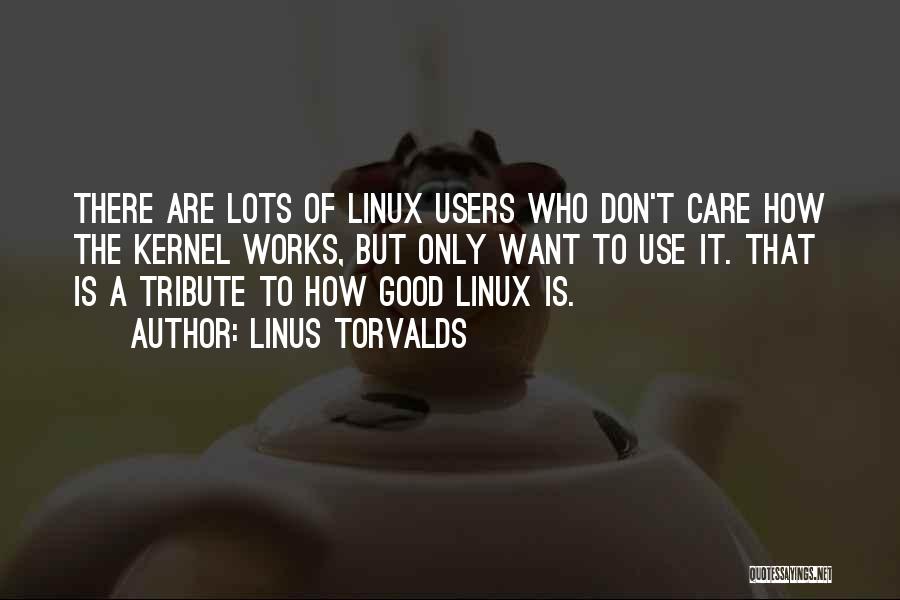 Linus Torvalds Quotes: There Are Lots Of Linux Users Who Don't Care How The Kernel Works, But Only Want To Use It. That