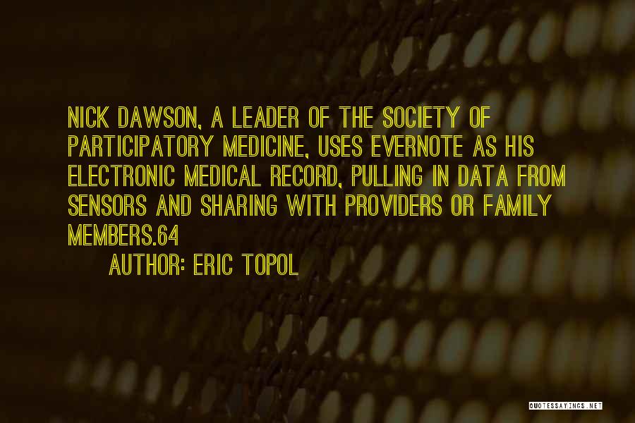 Eric Topol Quotes: Nick Dawson, A Leader Of The Society Of Participatory Medicine, Uses Evernote As His Electronic Medical Record, Pulling In Data