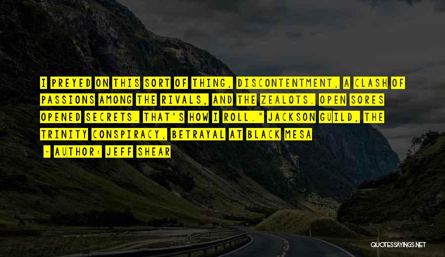 Jeff Shear Quotes: I Preyed On This Sort Of Thing, Discontentment, A Clash Of Passions Among The Rivals, And The Zealots. Open Sores