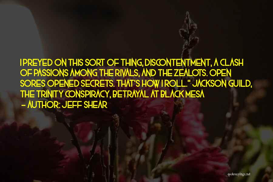 Jeff Shear Quotes: I Preyed On This Sort Of Thing, Discontentment, A Clash Of Passions Among The Rivals, And The Zealots. Open Sores