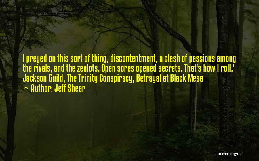 Jeff Shear Quotes: I Preyed On This Sort Of Thing, Discontentment, A Clash Of Passions Among The Rivals, And The Zealots. Open Sores