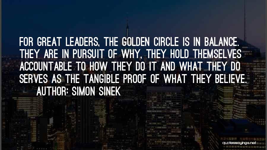Simon Sinek Quotes: For Great Leaders, The Golden Circle Is In Balance. They Are In Pursuit Of Why, They Hold Themselves Accountable To