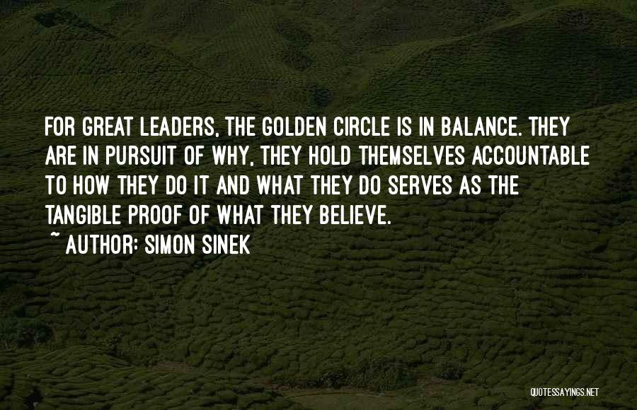 Simon Sinek Quotes: For Great Leaders, The Golden Circle Is In Balance. They Are In Pursuit Of Why, They Hold Themselves Accountable To