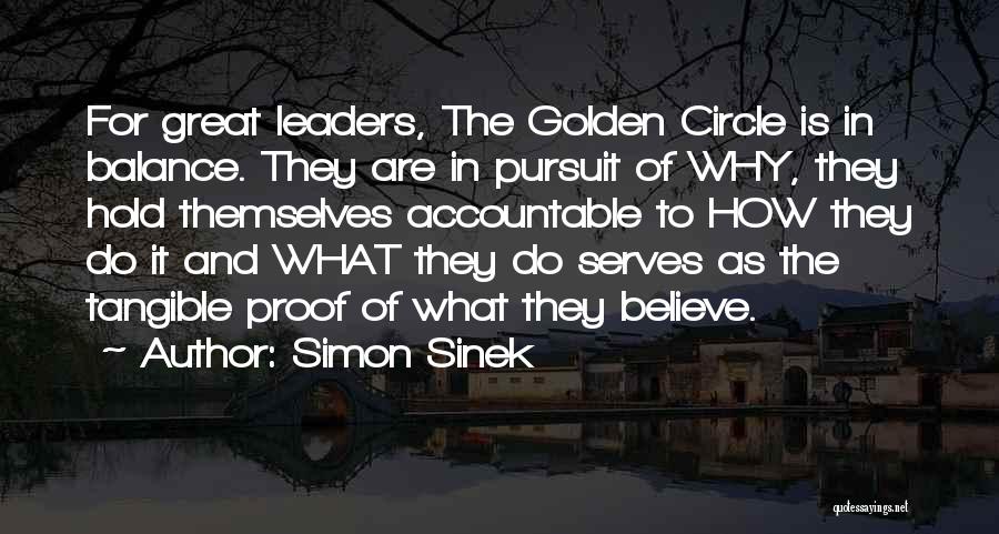 Simon Sinek Quotes: For Great Leaders, The Golden Circle Is In Balance. They Are In Pursuit Of Why, They Hold Themselves Accountable To
