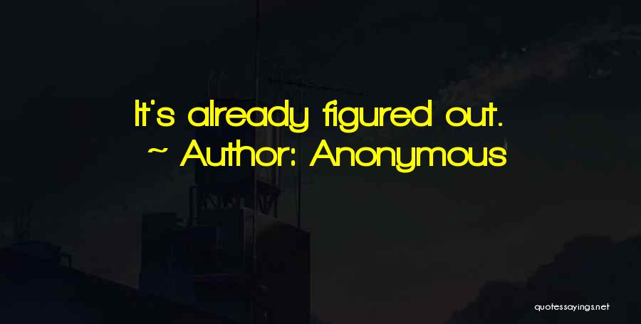 Anonymous Quotes: It's Already Figured Out.